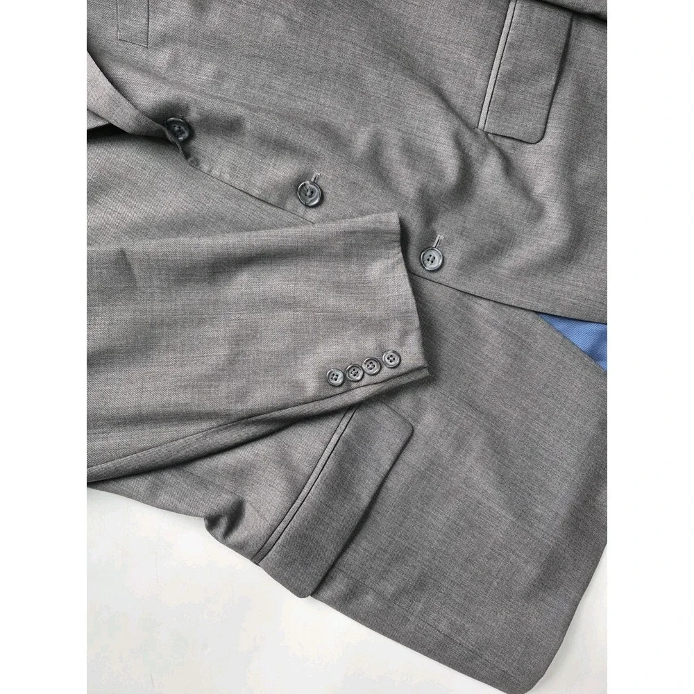 Paul Fredrick Mens Wool Cashmere Sports Coat 44R Gray 3 Button Blazer